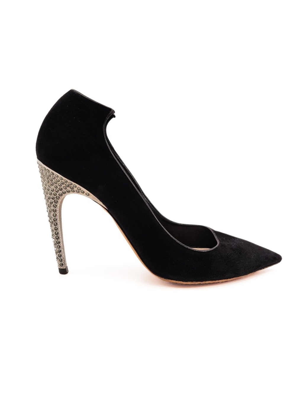 Dior Black Suede Crystal Heel Pointed Toe Pumps EU 37.5